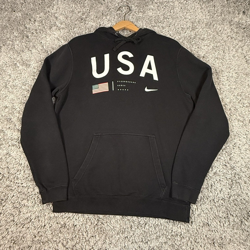 Nike Hoodie Mens Medium Black 2018 Olympics USA Pyeongchang Korea Graphic Sports